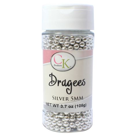 Silver 5mm Dragee, 3.7 oz