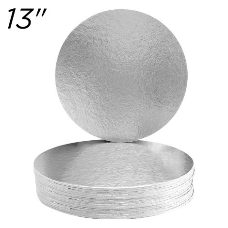 13" Silver/Black Round Compressed Cakeboards 3 mm thick, 10 ct.