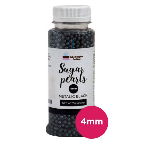 Sugar Pearls - Pearlized 4mm, 7 oz - Metalic Black