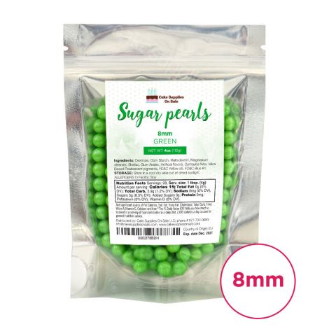 Sugar Pearls - Pearlized 8mm, 4 oz - Green