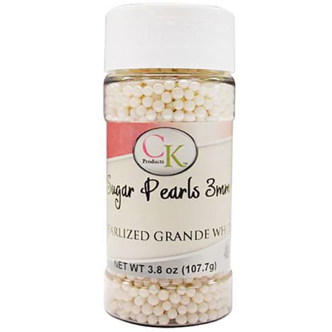 Grande White Pearlized 3-4mm Sugar Pearls 4 OZ