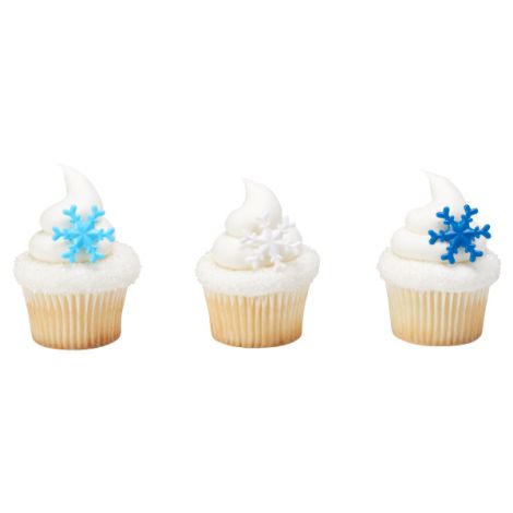 Blue Snowflake Cupcake Rings, 12 ct.