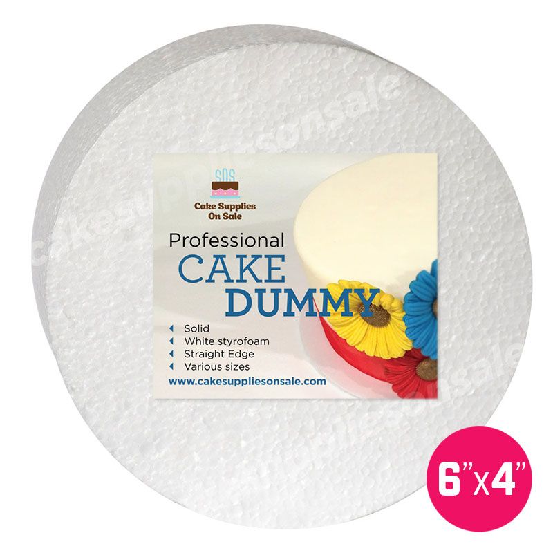 Styrofoam Round Cake Dummy, 6 x 4