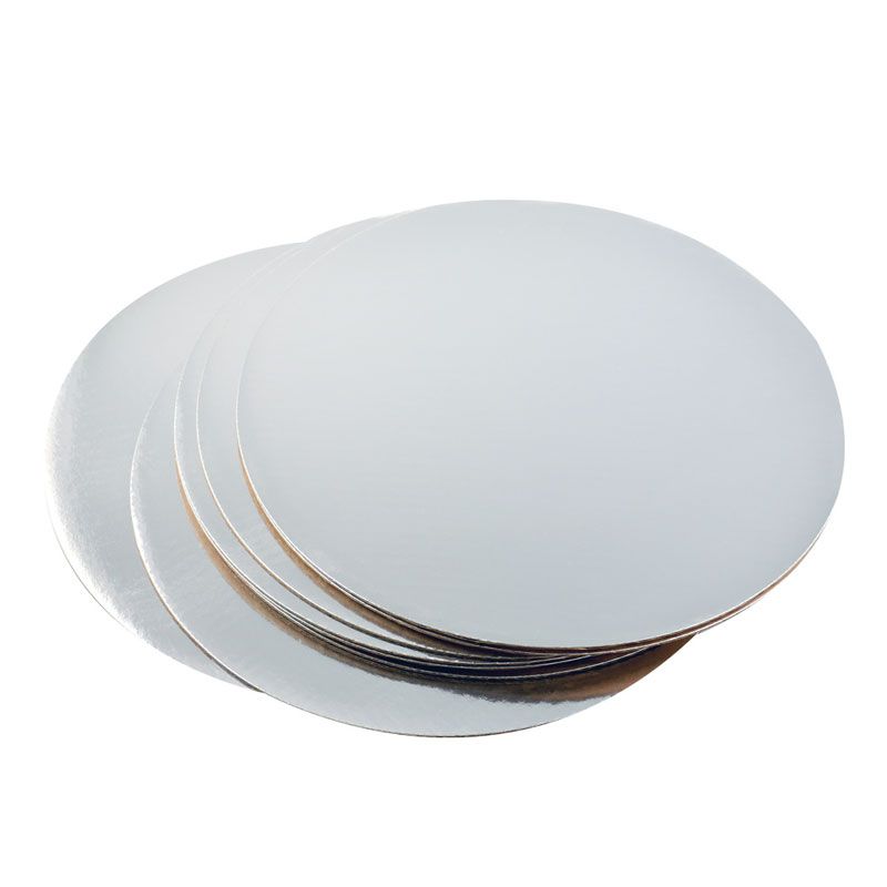 25 ct. 14 Silver Round Coated Cakeboard 
