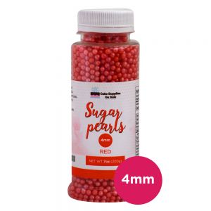 Sugar Pearls - Pearlized 4mm, 7 oz - Red